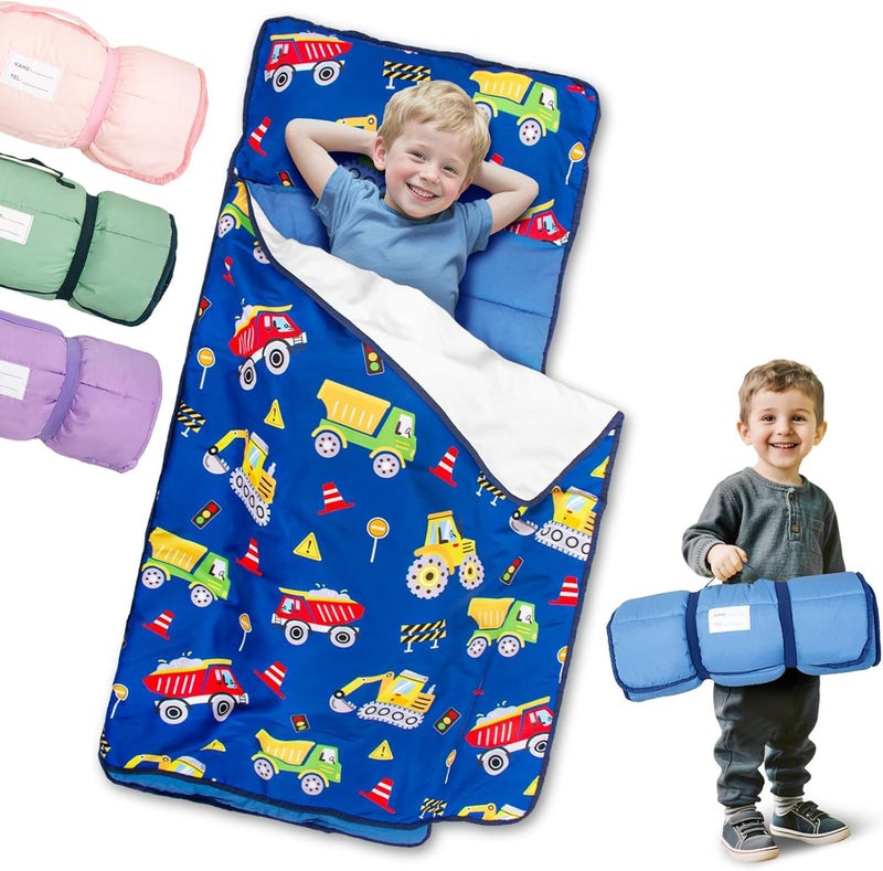 PRIMLECT Lightweight Toddler Nap Mat Perfect for Warm Sleepers, Portable Sleeping Bag with Removable Pillow and Fleece Blanket, Washable, Great for 3 Seasons, Daycare, Preschool, Boy and Girls - Image 1